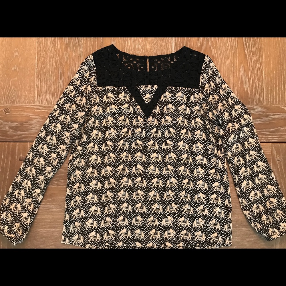 Lace Trim Elephant Blouse, size small